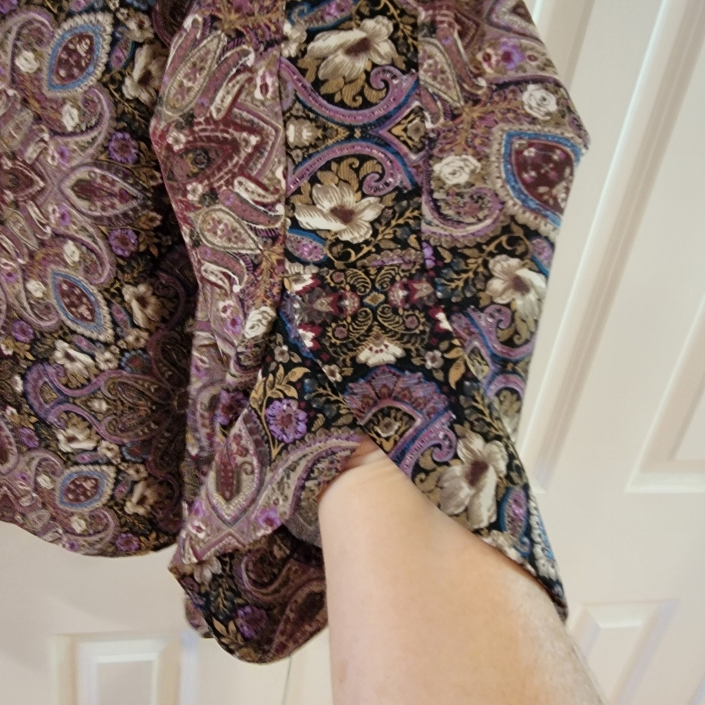 J Jill Paisley Floral Blouse Ruffle Sleeve Large - Picture 7 of 10